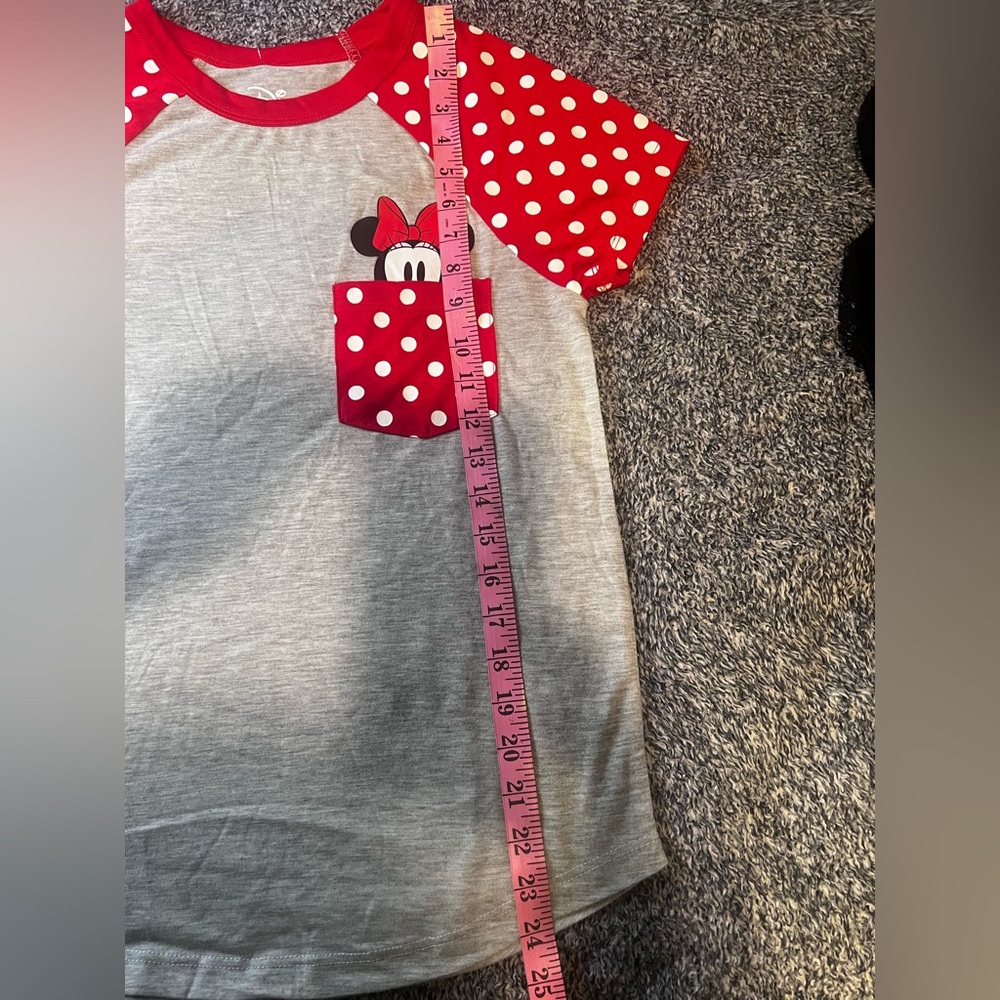 New / Disney Gray T-Shirt with Red Accents Girls - Picture 3 of 6